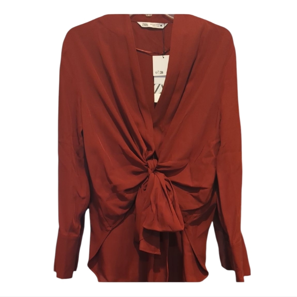 Zara Women's Terracotta Knot Blouse